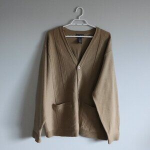 Vntg Arnold Palmer XL Brown Buttoned V-Neck Long Sleeve Thick Acrylic Cardigan